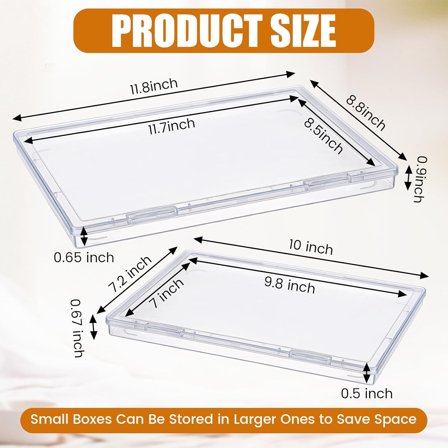 Leinuosen 10 Pack Photo Storage Box Set 5 Pcs 8 x10 and 5 Pcs 5 x7 Plastic Photo Organizer with Snap Tight Latch Large Picture Container for Postcard Scrapbook Paper Crafts Office Document Supplies