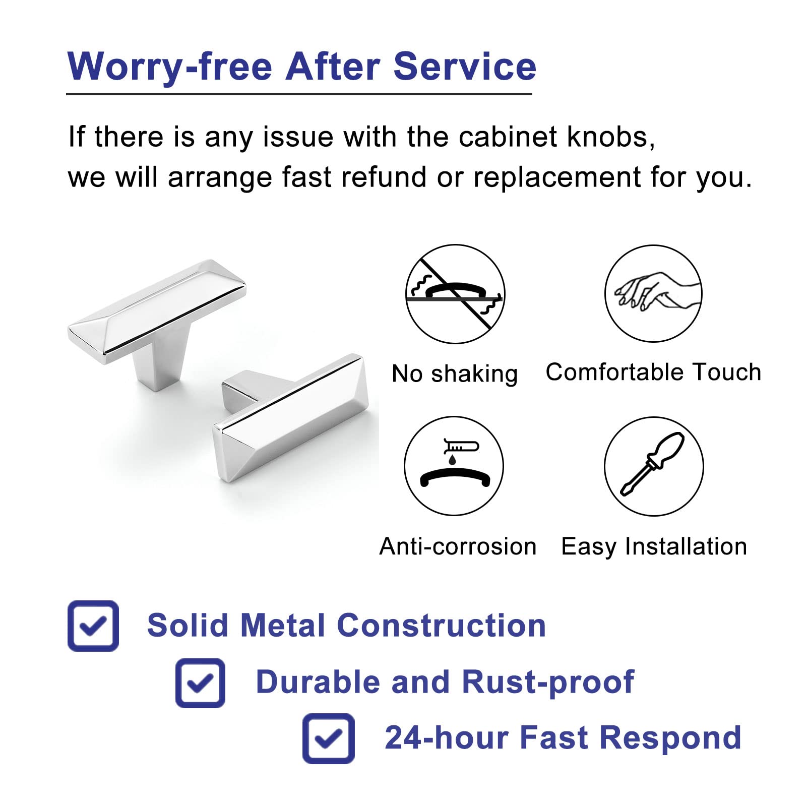 ASKANO Polished Chrome, Beveled Kitchen Cabinet Knob ZK2207 | Pack of 10, Bungalow Top Pull Handle, Solid Hardware for Drawer, Dresser, Bathroom, Vanity, Furniture Door, Cupboard, Size: 1-3/4 Inch