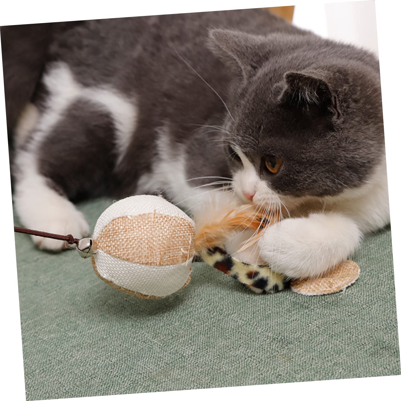 Didiseaon 3 Juegos De Juguetes Interactivos para Gatos Colgante De Peluche con Cascabel Juego para Mascotas 4 Piezas X 3