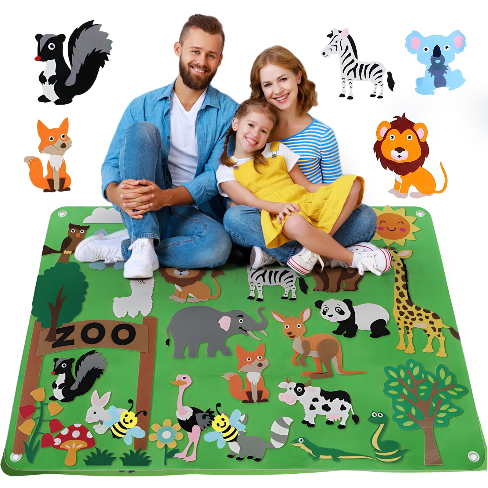 Zoo Animals Felt Story Board Set, 39 Pcs Fel t Animals Toys, Preschool Toy Gifts, Educational Toys, Suitable for DIY Creative Activities Felt Interactive Education, Gift for Toddlers Kids Zoo