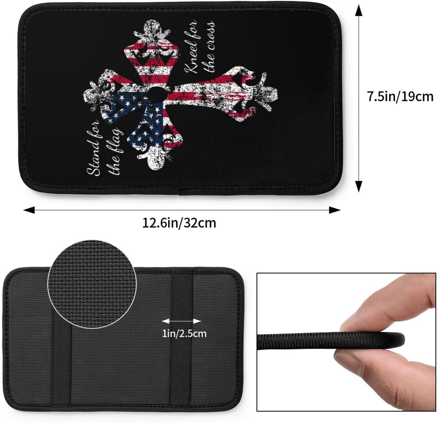 Stand for the Flag Kneel for the Cross Car Armrest Pad Center Console Cushion Cover Universal Fit Decorative Auto Accessories Handrail Box Lid Protector Soft Comfort for Most Car image 3