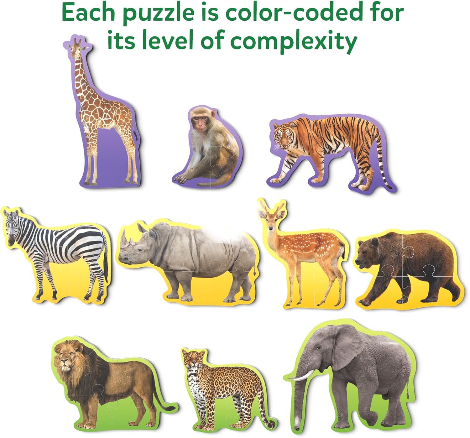 Skillmatics Step by Step Puzzles - 40 Piece Jigsaw & Toddler Puzzle, Montessori Educational Toy for Boys & Girls, Wild Animals, Travel Friendly, Gifts for Kids Ages 3, 4, 5 and Up