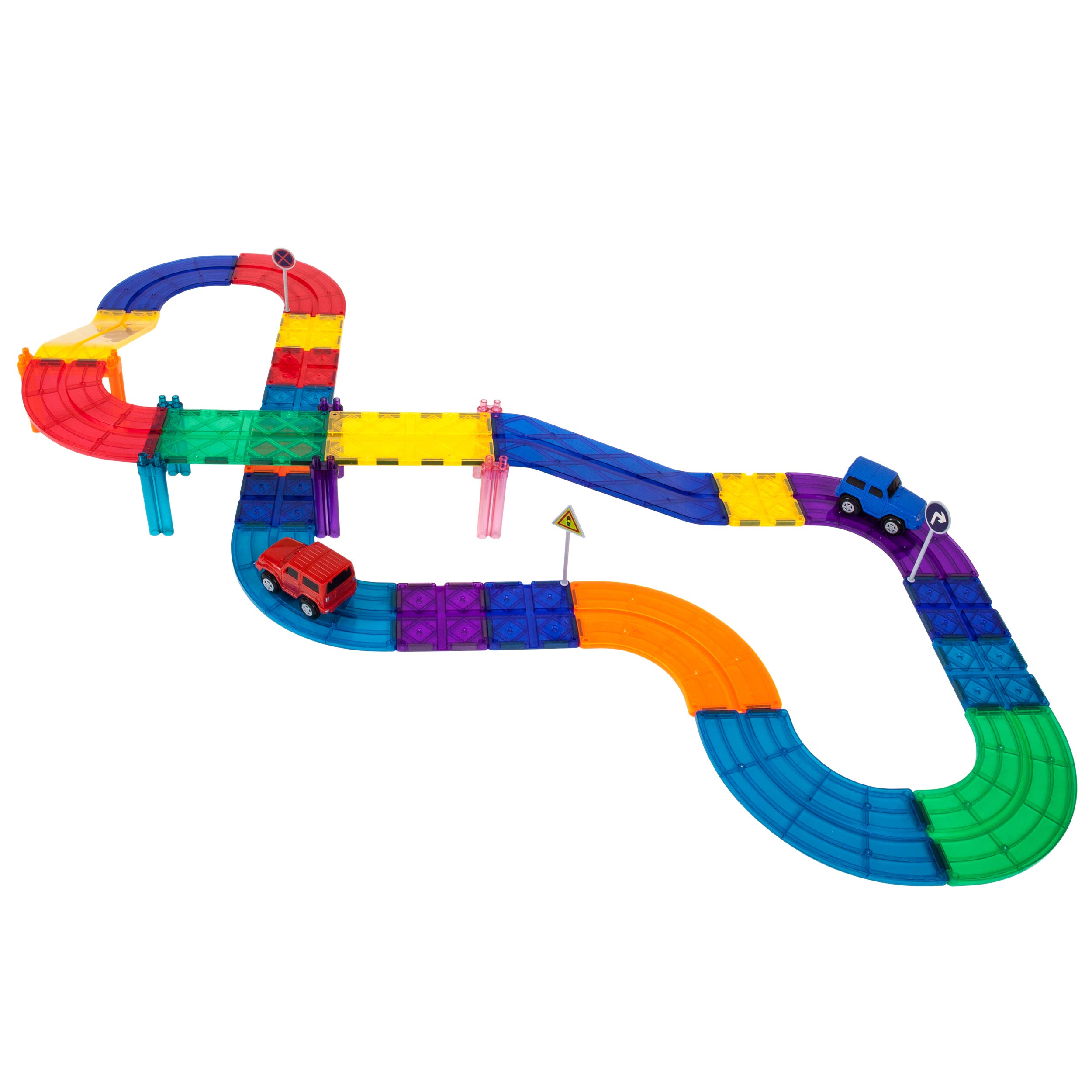 PicassoTiles 30 Piece Race Car Track Building Block Educational Toy Set