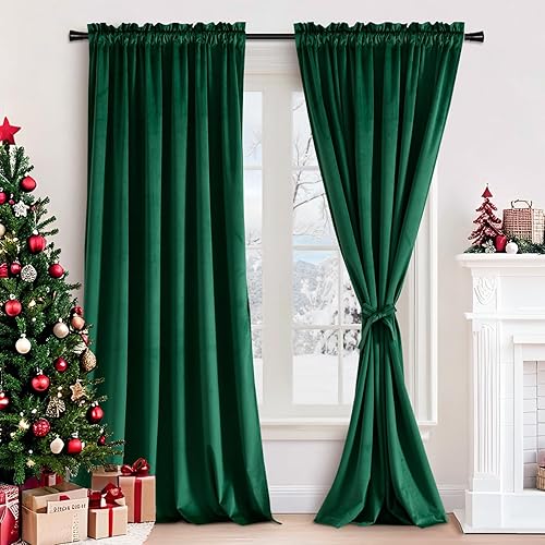 Miniatura 126 de Cortinas de terciopelo JIUZHEN, cortinas opacas suaves de terciopelo retro para dormitorio, cortinas elegantes con reducción de ruido y Rosa