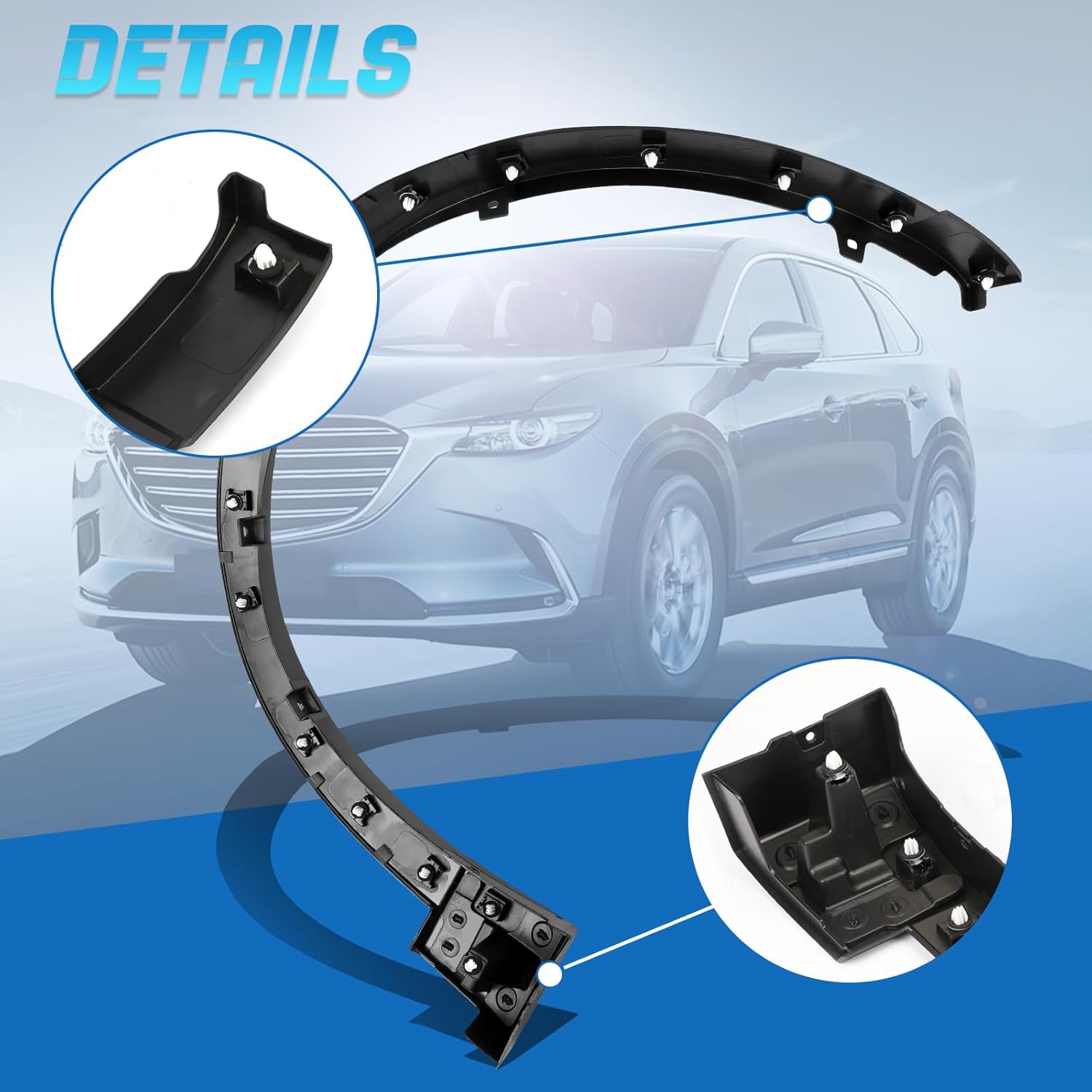 Right Front Side Fender Molding Trim Compatible with CX-9 2016-2023 Replace# TK4851W20D MA1291105 Front Passenger Side Fender Flare Wheel Molding Trim