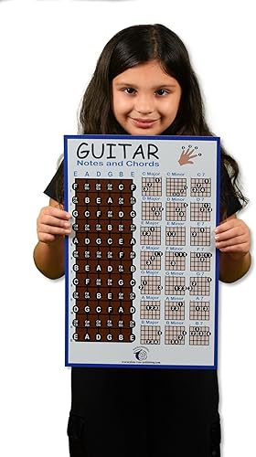 Miniatura 2 de PLUM ROSE - Póster de acordes de guitarra (11 x 17), tabla de acordes de guitarra, póster musical educativo (azul)