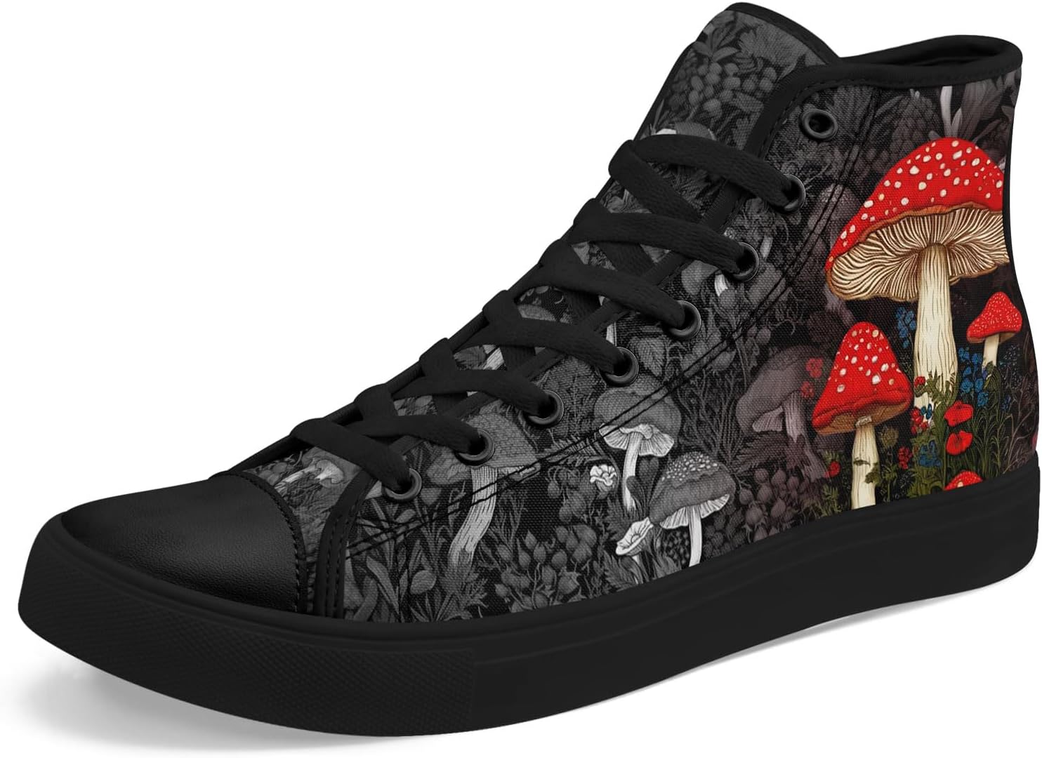 Mushroom High Top Canvas Sneakers for Women Men Aesthetic Y2K Neon Streetwear Casual Shoes Cosmic Graphic Shoes