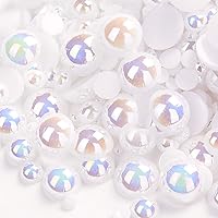 Vista 13 de Dowarm 1000 cuentas de medias perlas con parte trasera plana, parte trasera plana, medias perlas redondas para manualidades, joyería, cuentas Negro