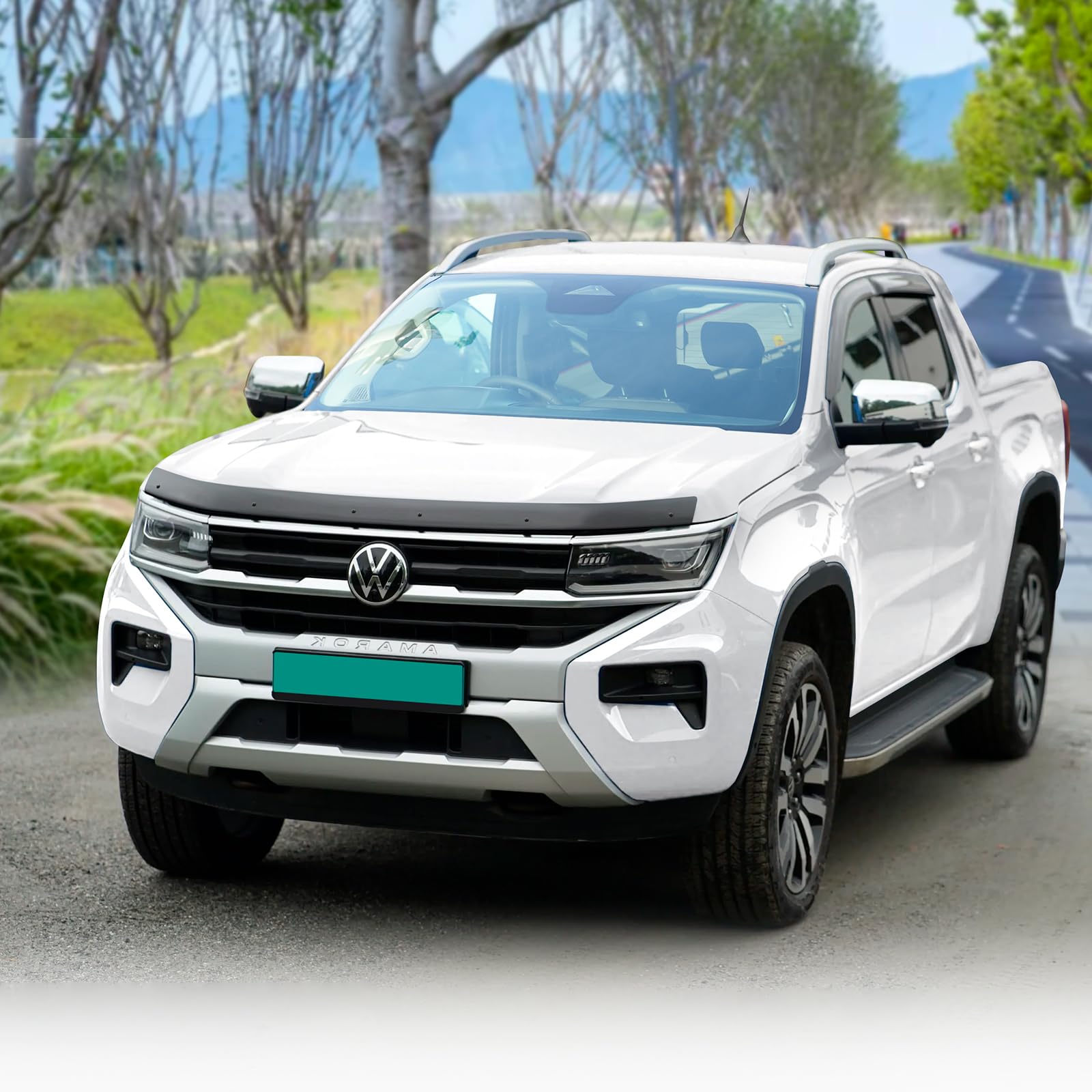 Protection de capot contre les chutes de pierres pour VW Amarok 2023-2026 V6, toutes les cabines, accessoire de pick-up, résistant aux UV, aux intempéries, en acrylique PMMA noir brillant