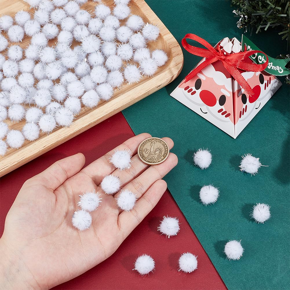 SUNNYCLUE 120pcs Sparkle Pom Pom Glitter Ball Bulk 15mm White Fibre Soft Fluffy Decor Round Fuzzy Tinsel Balls Glitters Pompoms for DIY Art Crafting Cat Christmas Party Decorations Findings - Image 3