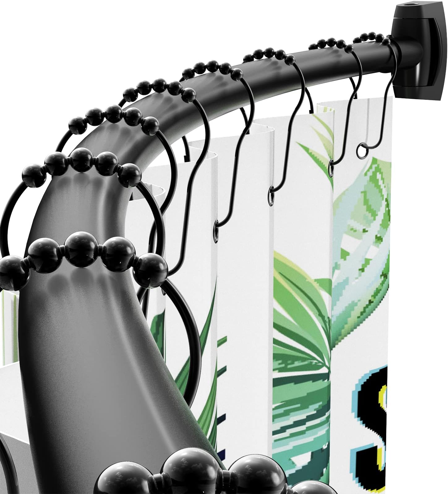 Bonpally Curved Shower Curtain Rod 40-72 Inches Adjustable, Aluminum Rustproof Shower Rod, Curved Shower Rods for Bathroom, Bathtub, Stall, Black, Need to Drill