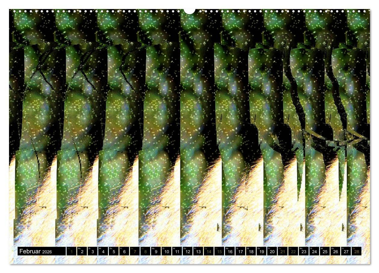 Magische Bilder - 3D Stereogramme (hochwertiger Premium Wandkalender 2026 DIN A2 quer), Kunstdruck in Hochglanz: Fantastische dreidimensionale Raumbilder (CALVENDO Spass)