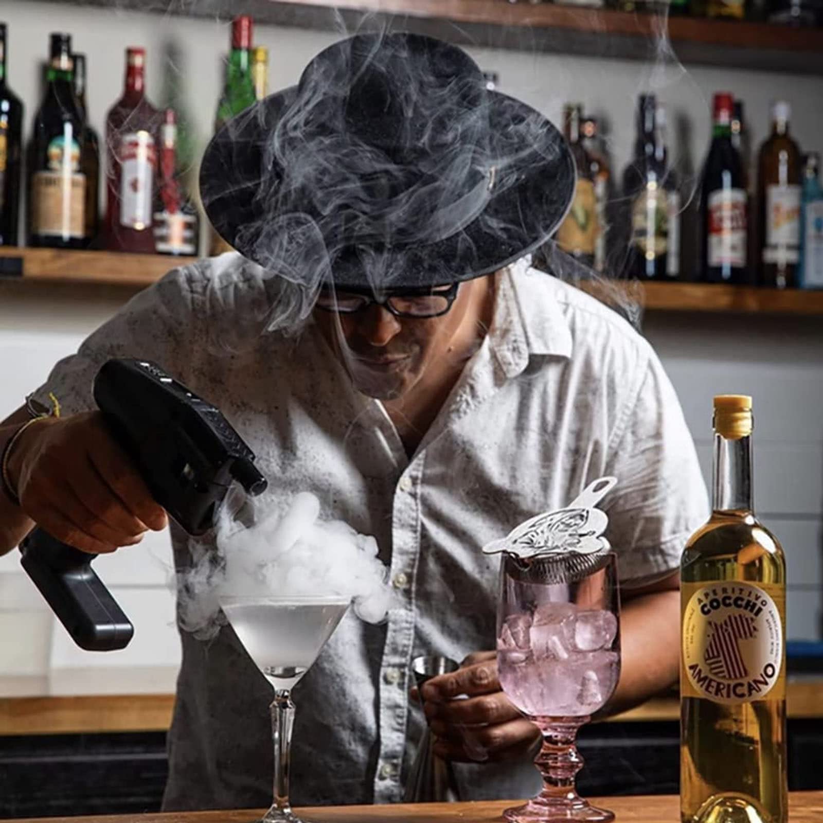 Cocktail Bubble Maker Kit, Handheld Cocktail Smoke Bubble Gun, Strumento Generatore Di Fumo Per Cibo Affumicato, Cocktail, Regalo Per Gli Amanti Del Fumo, Chef O Baristi,E