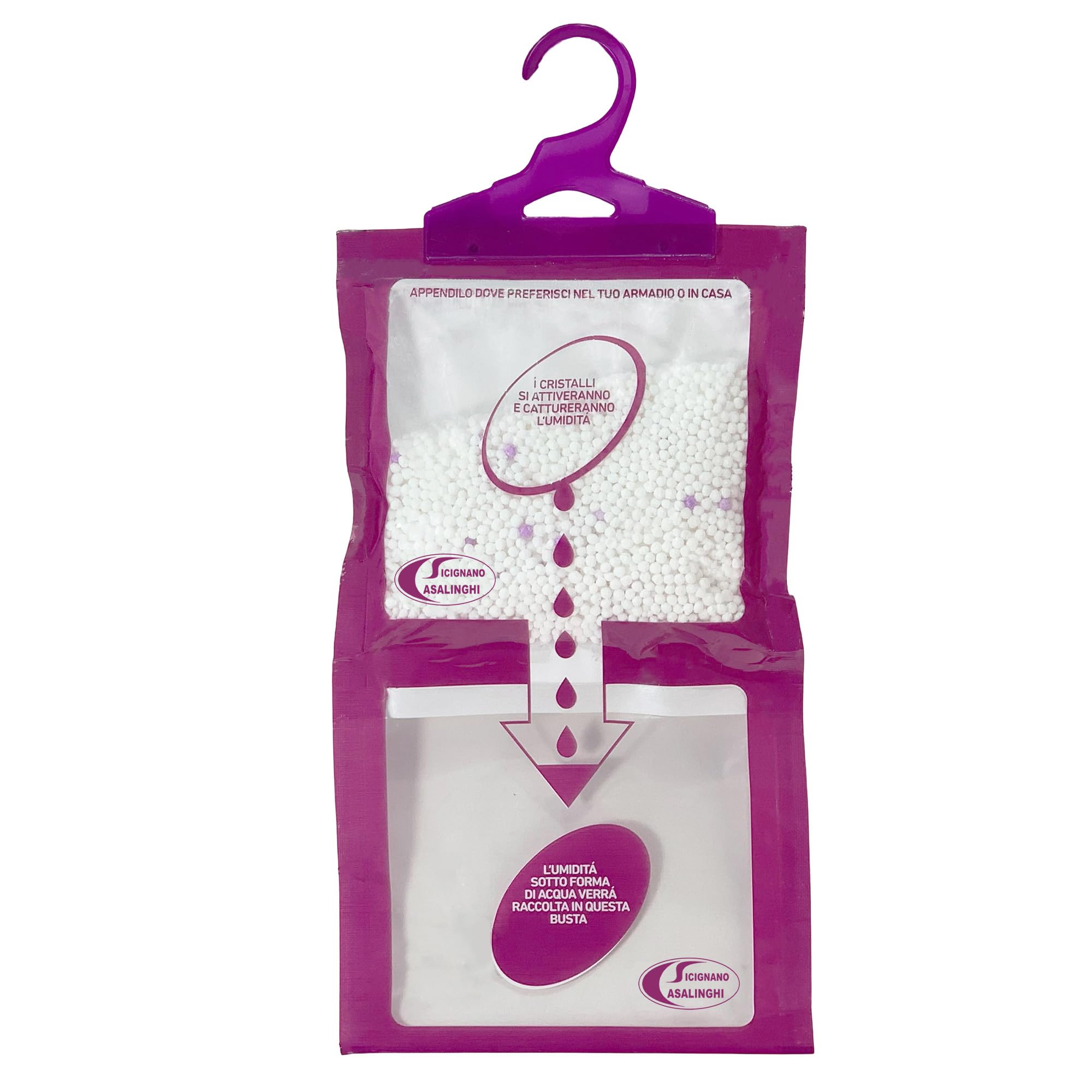 Sicignano | Set 10 Deumidificatori con Appendino 2 in 1, Anti-Umidità e Anti-Odore, Capacità 500 ml, Ideale per Armadi e Ambienti Domestici, Fragranza Lavanda