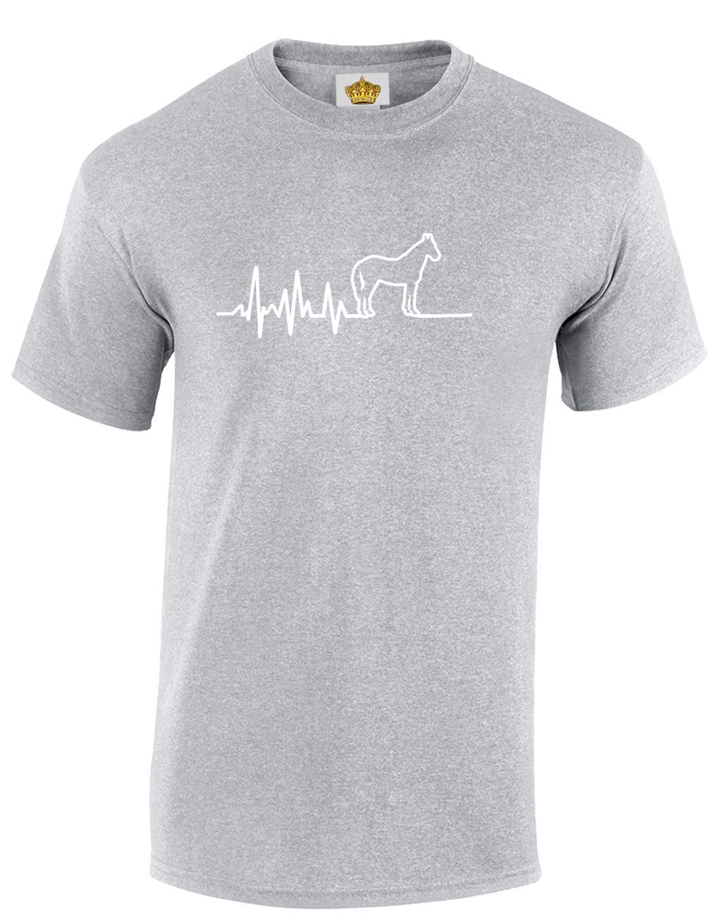 Crown Designs Horse ECG Novelty Gift for Men & Teenagers T-Shirts Tops (Grey/Medium)