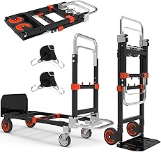 3 in 1 Heavy Duty Folding Hand Truck, Convertible Portable Steel Dolly with Telescopic Handle, Foldable Utility Cart with Rubber Wheels, 500 LBS