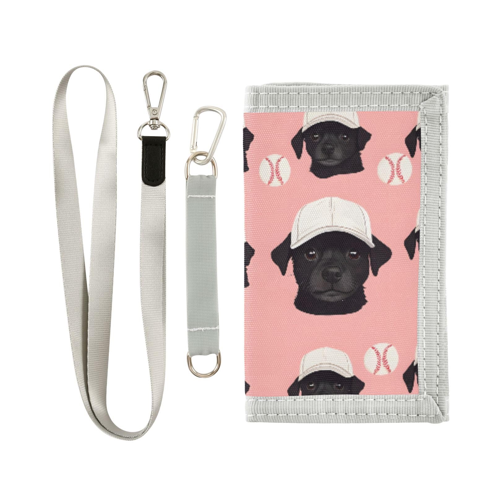 ALAZA Kids Wallets for Boys Girls Toddler Trifold Wallet Children Small Baseball Hat Dog with Zipper Coin Pocket