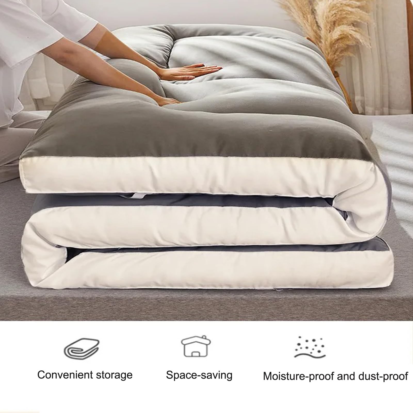 Épaissir Tatami Matelas De Sol, Étanche À L'Humidité Chaud Pliable Tatami Matelas Topper Couchage Lit Pad pour Invités, Dortoirs, Camping, Canapés Et Chaises Longues,4,180x200cm