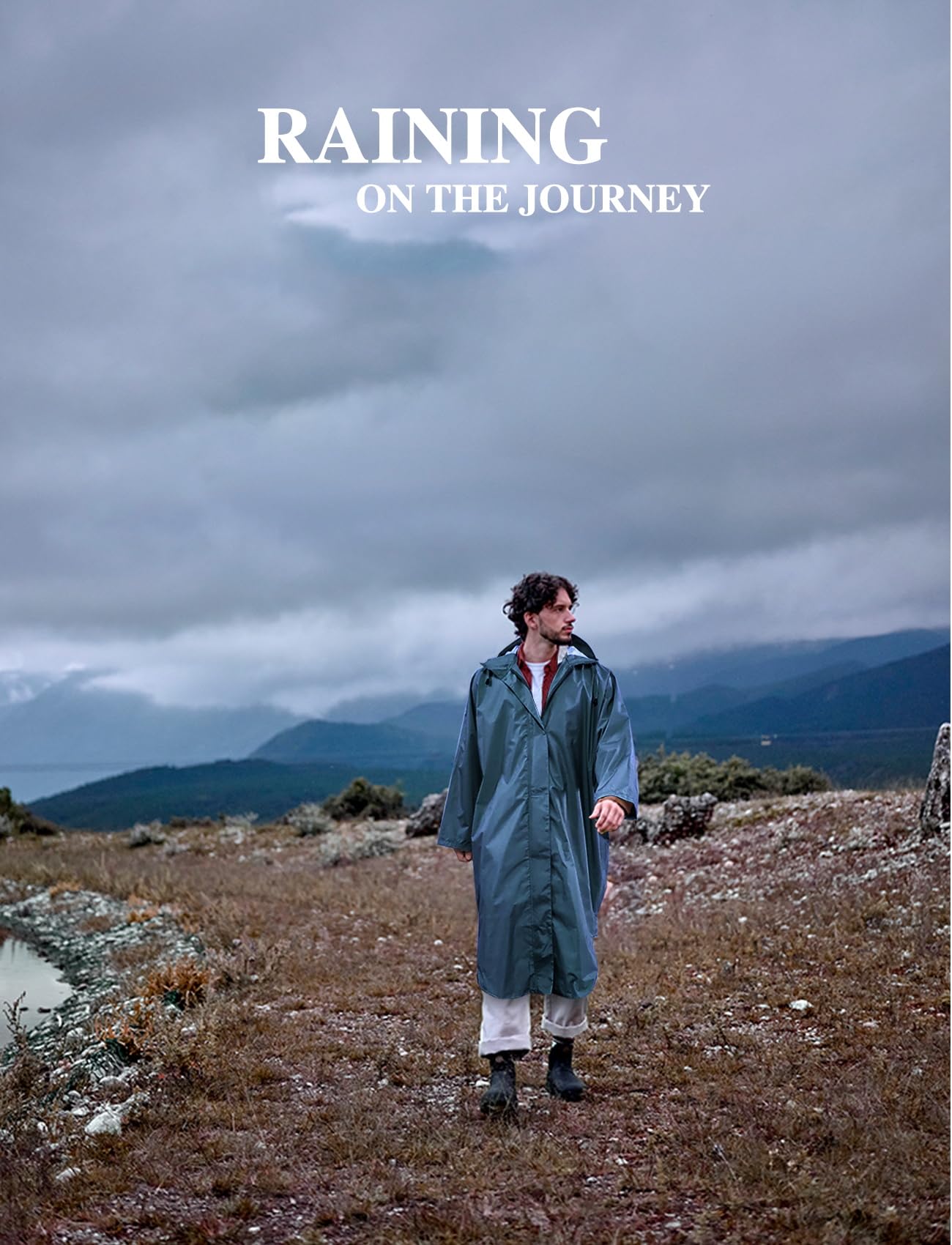 ANYOO Poncho de pluie imperméable avec capuche et manches, Léger manteau de pluie avec poche pour femmes et hommes pour la randonnée, le cyclisme en plein air, taille unique
