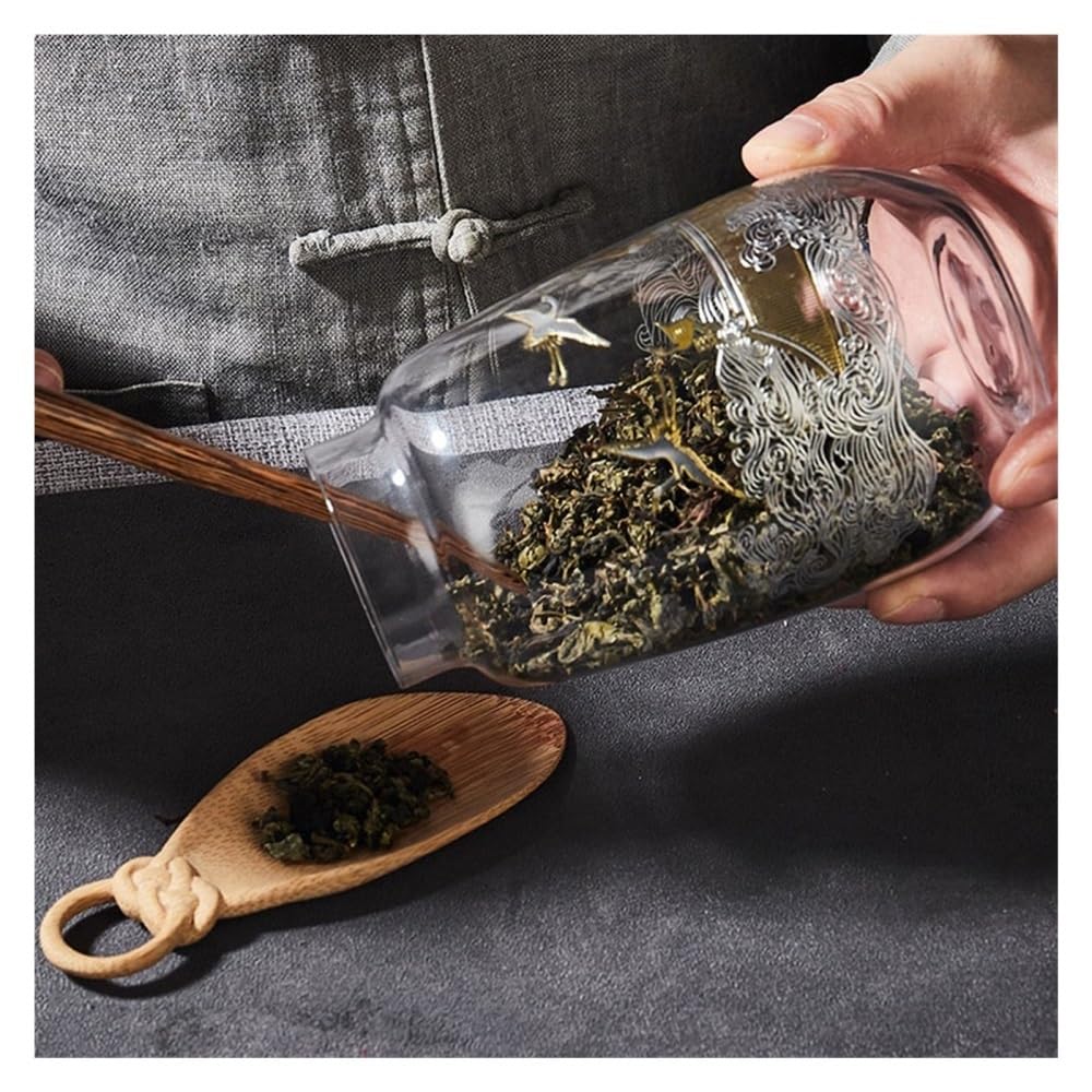 bote de té Recipiente for té de hojas sueltas, tarro de almacenamiento for el hogar, tarro vacío de vidrio, tapa de madera, tarro sellado for almacenamiento de té