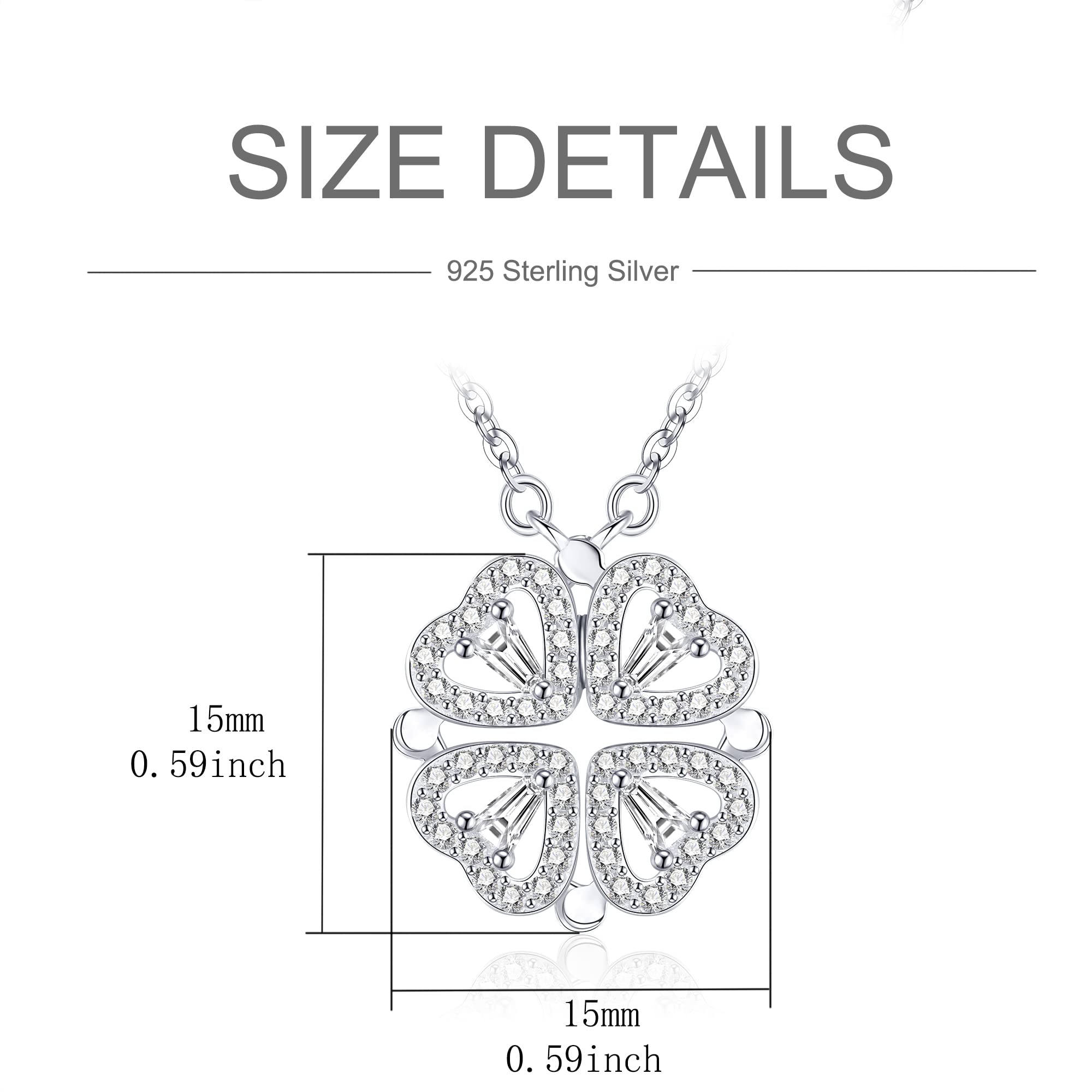 Jrêveinfini Quadrifoglio Collana Donna Bambina Argento Sterling 925 Con Portagioie, Idea Regalo Natale 2023, Compleanno Mamma Nonna, Regolabile 40 + 5 cm