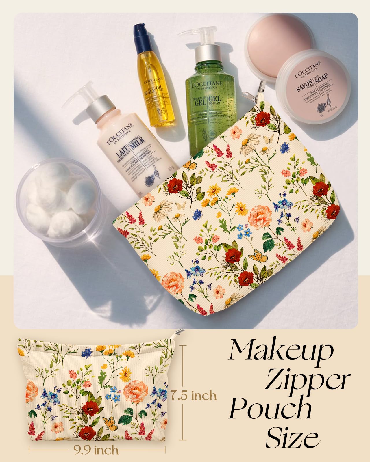 Miss Adola Aesthetic 2 Pack Corduroy Tote Bag - with Makeup Pouch Bag for Women Reusable Grocery Bag for Gym, Travel, Work