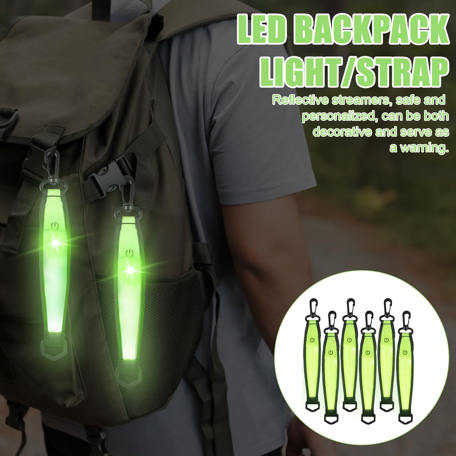 2 stuks LED-blinklicht voor schooltassen, LED-blinklicht reflecterende