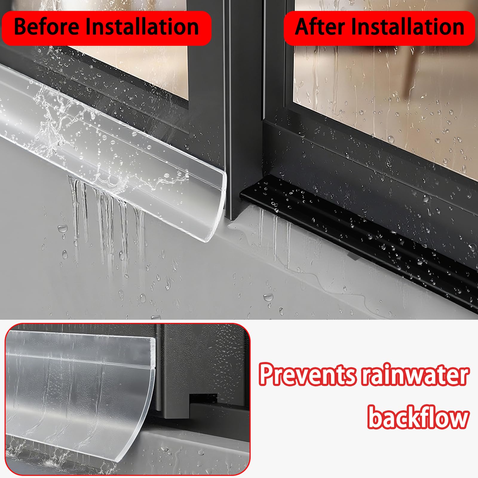 Generico Guarnizione autoadesiva in Gomma Impermeabile per Bordi e Auto - Blocca Le infiltrazioni d'Acqua - Striscia Trasparente per finestre, 3,5 cm x 3,0 m - Resistente e Facile da installare