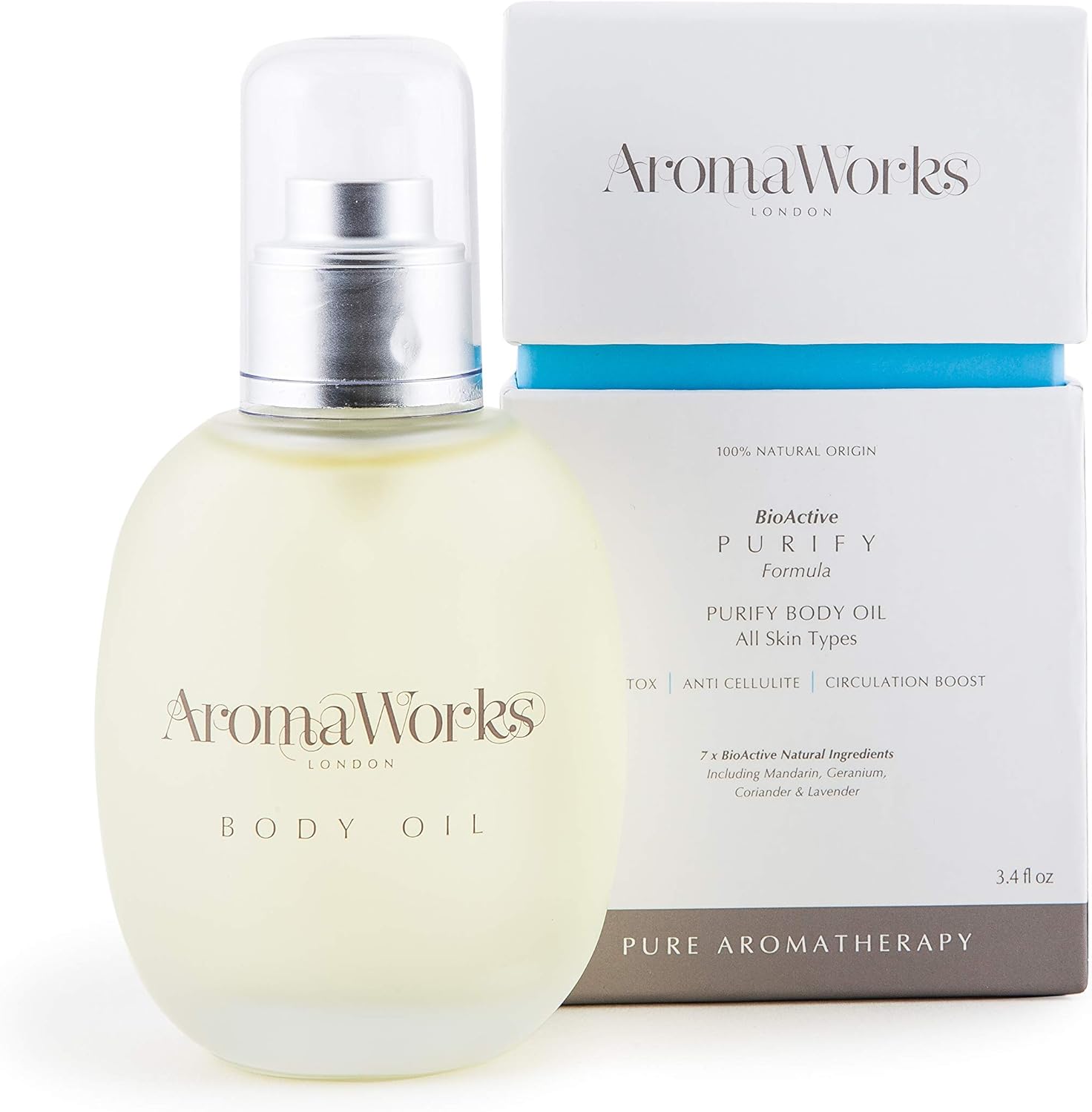 Aromaworks Purify Body Oil | Includes Scents of Mandarin & Geranium | Creates a Relaxing Ambience | Suitable for All Skin Types | Handmade in the United Kingdom | 100 ml