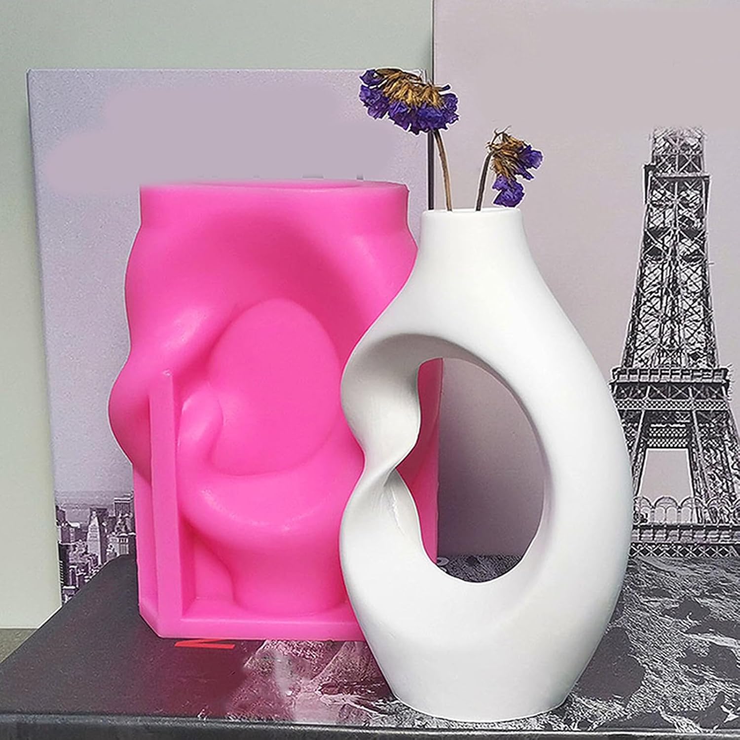 Set of 2 Abstract Vase Silicone Molds Planter Molds Home Decors Cement Crafting Moulds Silicone Sculpture Molds for Vase