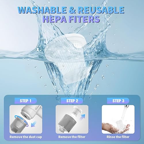 Miniatura 7 de Mini aspiradora de mano para automóvil, aspiradora portátil inalámbrica de 10000 PA con batería de 2000 mAh, aspiradora pequeña 3 en 1 y plumero de