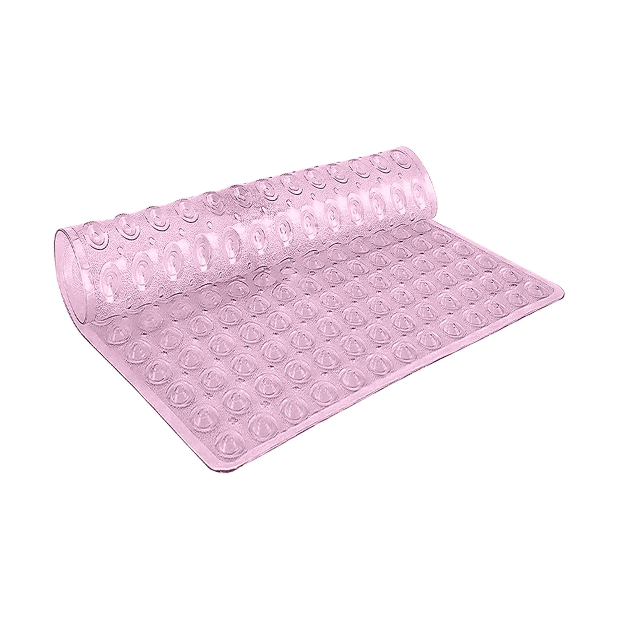 VELVETIO Square Shower Mat Non Slip Anti Mould 53x53cm Rubber Shower Mat for Inside Shower, Anti Slip Shower Mats with Drain Holes & Suction Cups, Machine Washable, Pink