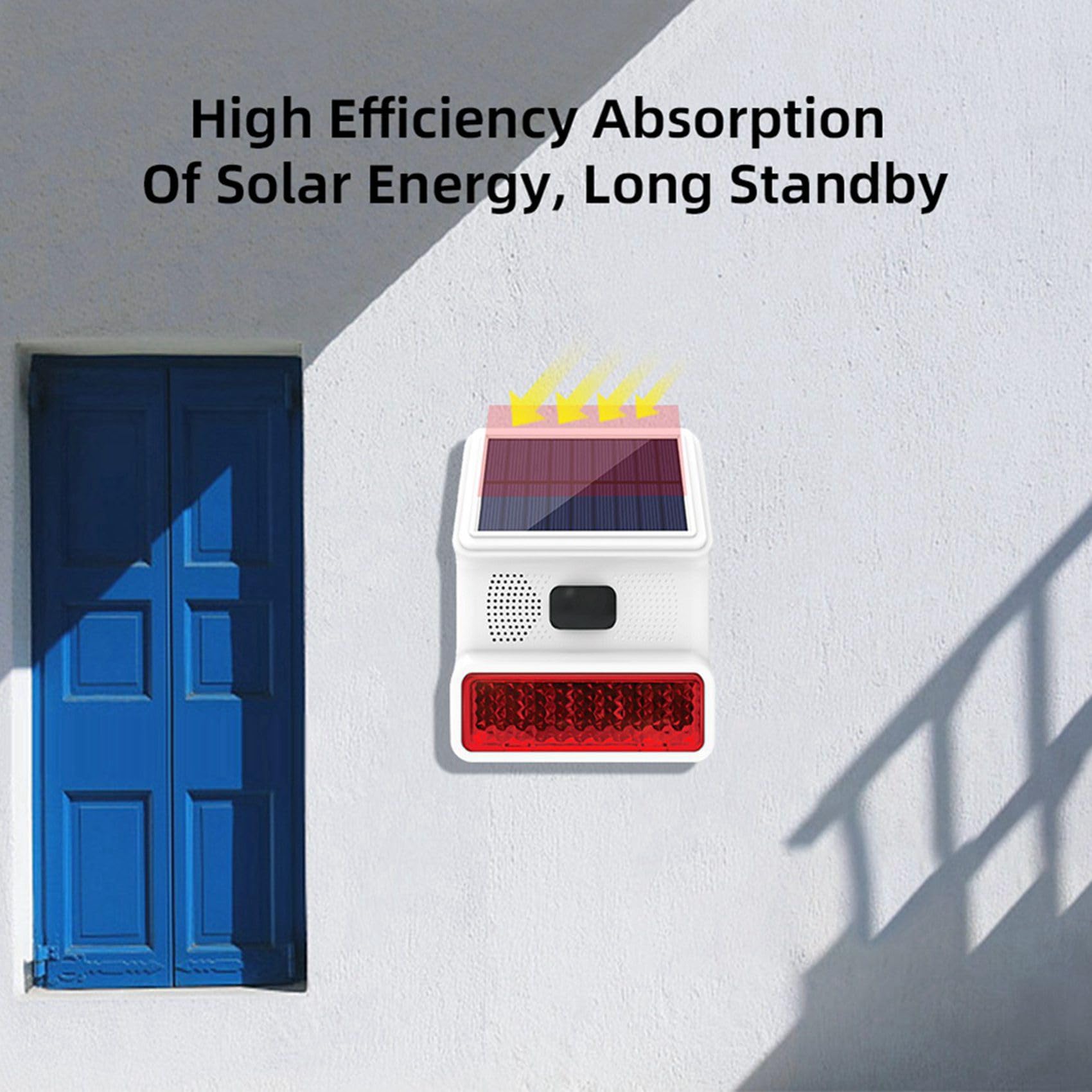 2X Alarma Estroboscópica Solar Inalámbrica, Luz con Sonido, Flash, Sirena de Alarma para Exteriores para de Alarma Wifi GSM de 433MHz para el Hogar y la Granja