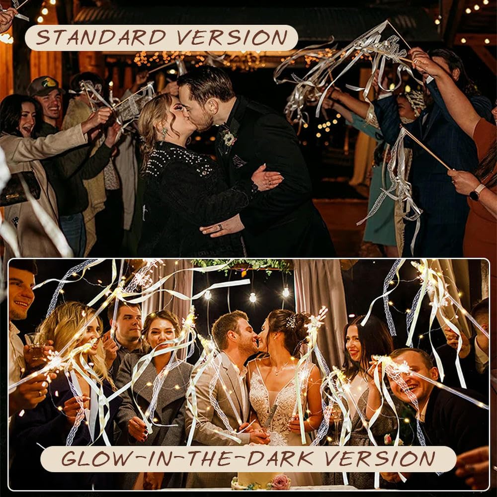 10-200 Uds varitas con Cinta Hada de Palos para Bodas Guirnalda de Luces LED con Campanas Que Brillan en la Oscuridad Palo de Encaje para Fiesta de cumpleaños de Boda