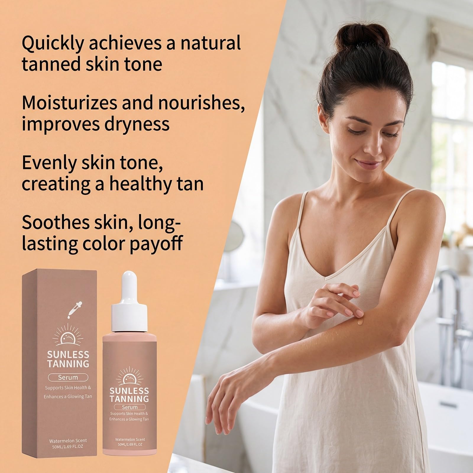 Self-Tanning Bronzing Drops Serum, Nourishing Moisturizing, Natural Progressive Complexion Enhancer, Fast Sunless for Face Body, Suitable for All Skin Types