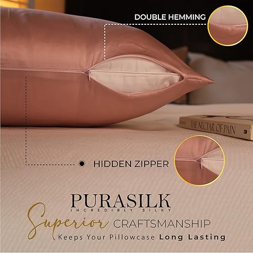 Miniatura 3 de Funda de almohada 100% seda para cabello y piel, fundas de almohada de seda de morera de 22 momme de lujo con cremallera oculta, funda de almohada