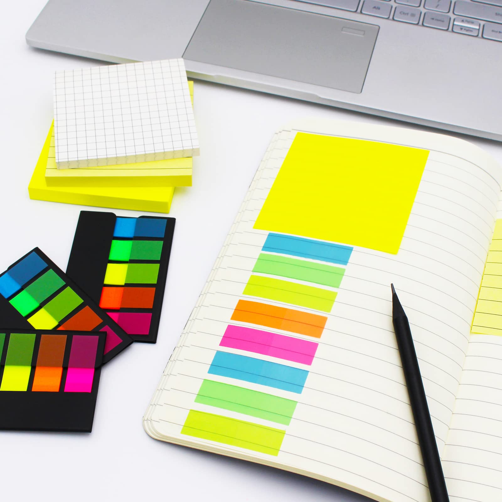 600-Page Flags & Markers Assorted Colors — 6 Portable Dispensers, 0.47x1.73 Inch Tabs