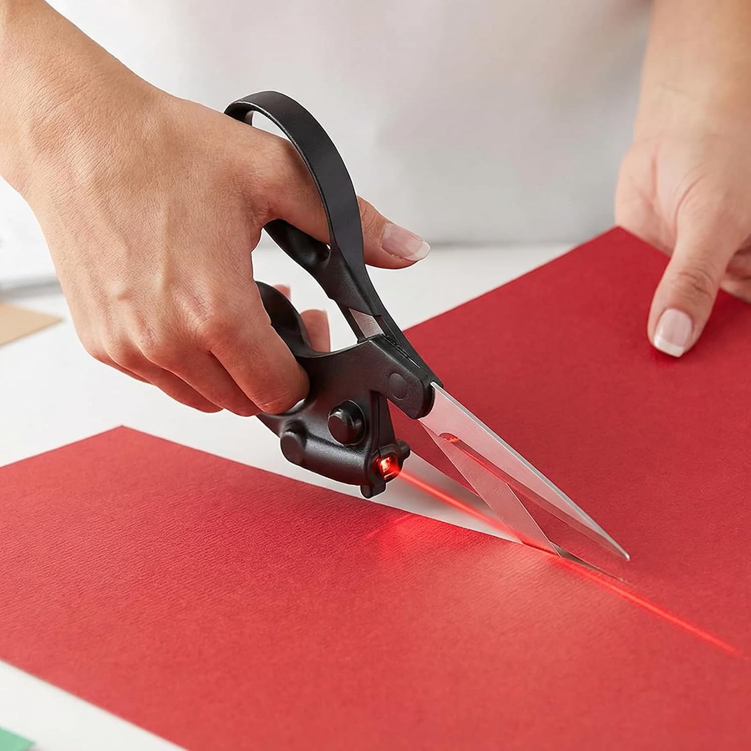 Professional Laser Guided Scissors, Upgraded Ergonomic Handle, Sewing Scissors Cuts Straight Fast with Precision Laser Guide for Fabric, Paper, Quilting, Crafts & Gift Wrapping