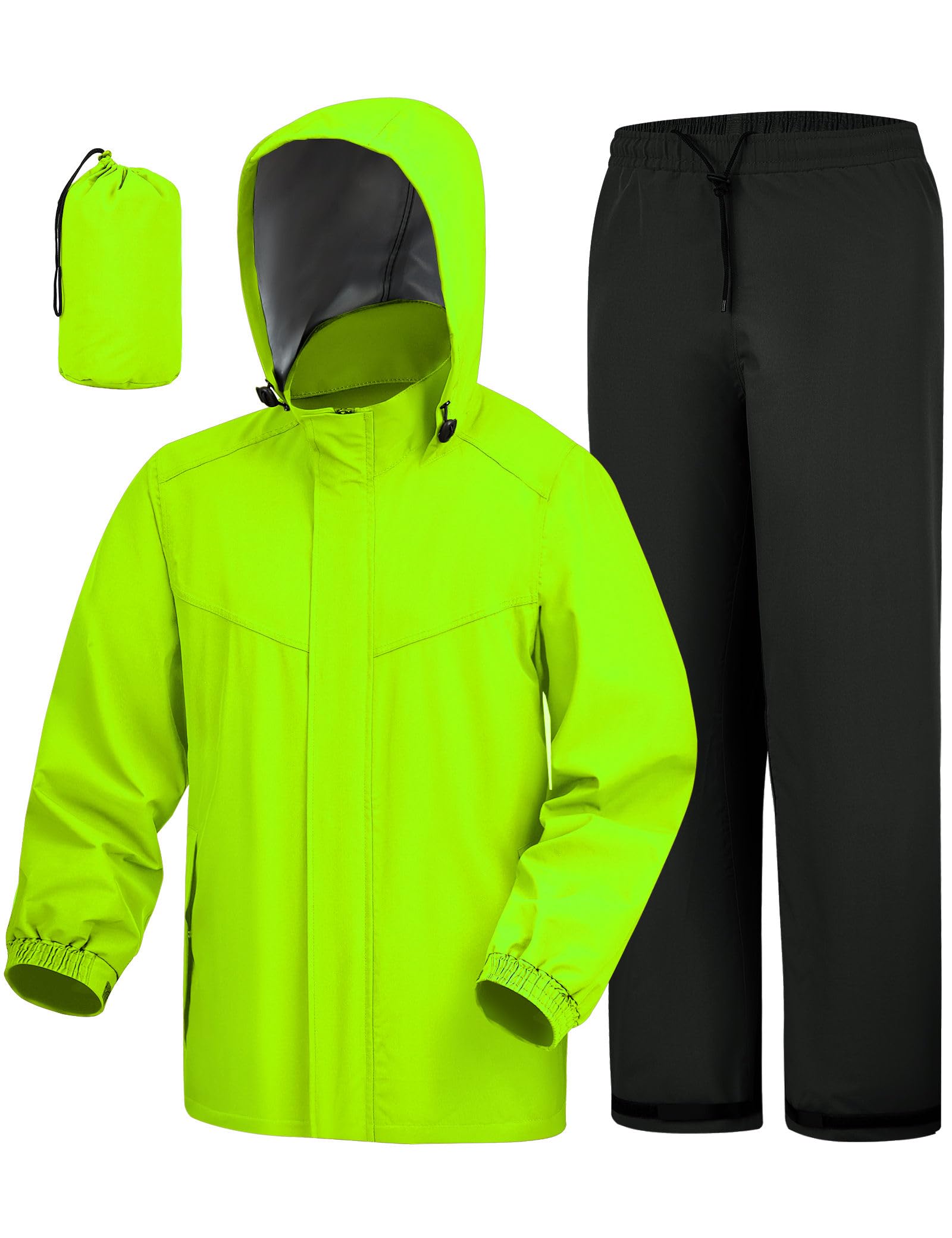 iCreek Waterproof 2 Piece Rain Suit for Men Women Packable Rain Gear Set