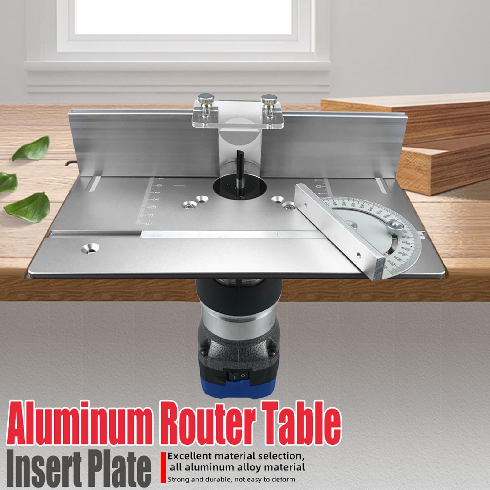 Kit de Elevación de Enrutador, Placa de Inserción Giratoria de Aleación de Aluminio de 180° para Proyectos de Bricolaje de Carpintería, Plata Duradera