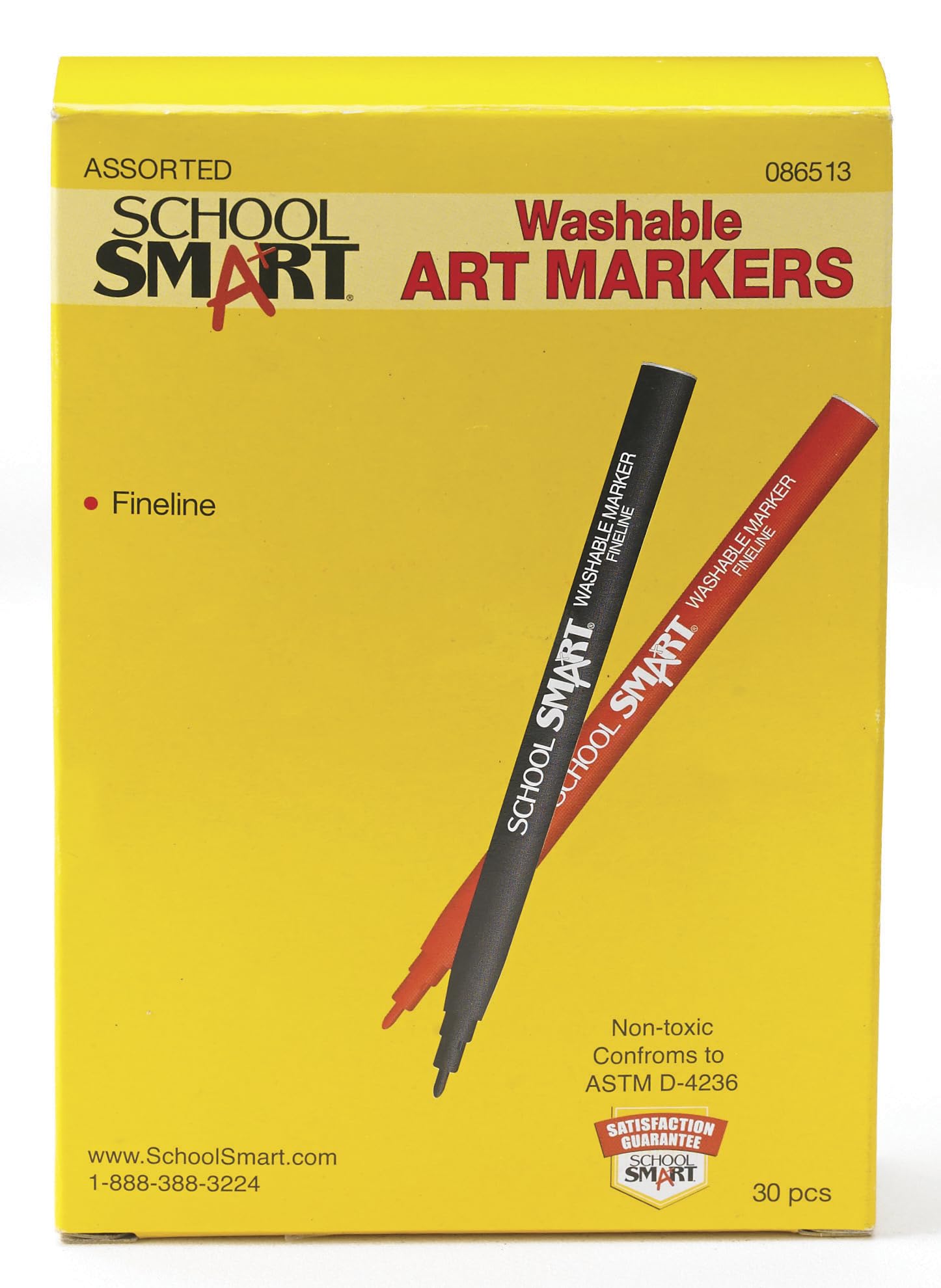 School Smart – Set di 30 pennarelli lavabili punta fine – colori assortiti