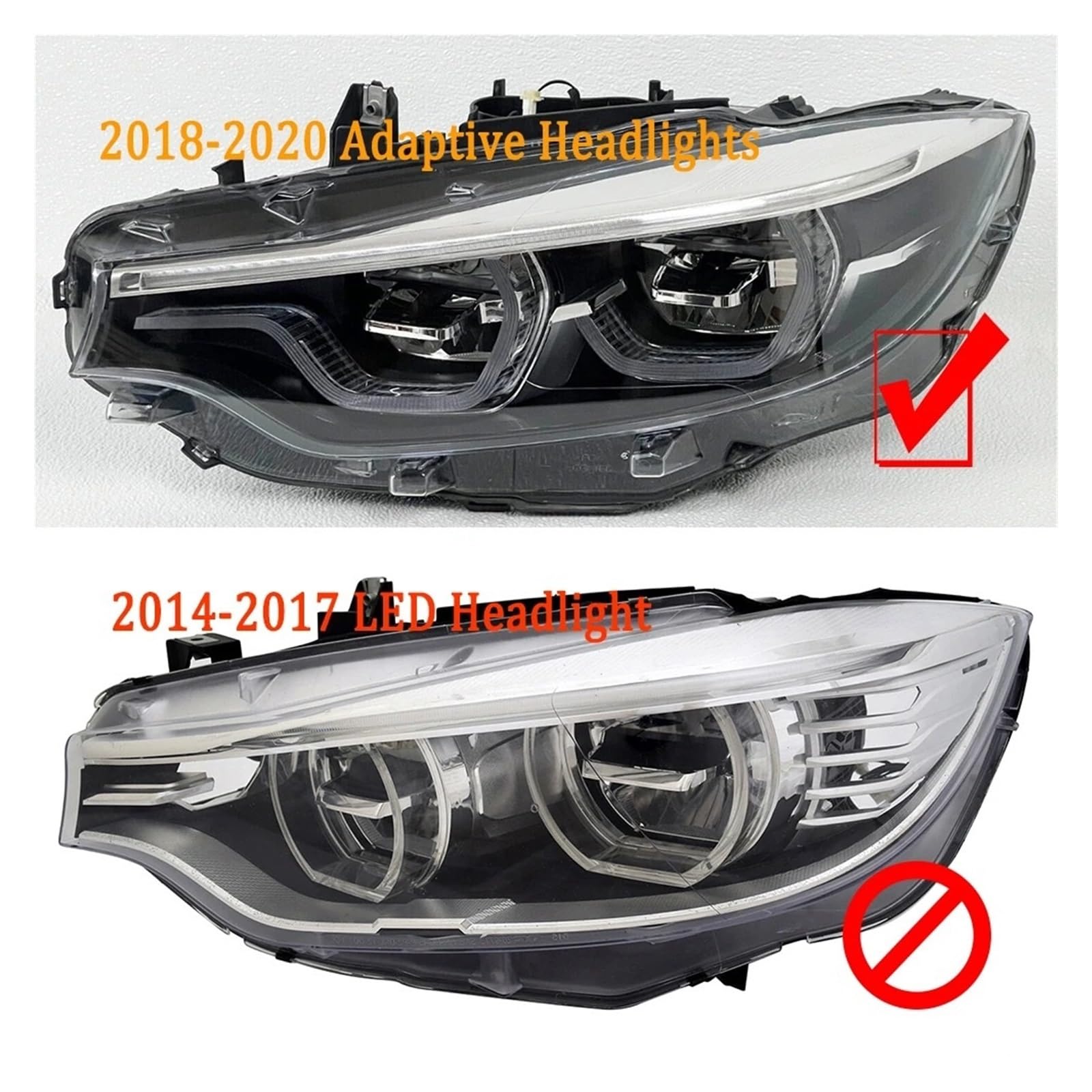 Faros Angel Eyes para coche Para BMW Para M3 Para M4 CSL 4 Series F80 F82 F83 F32 F36 F33 LCI DRL Color Amarillo Dorado Módulo LED Luz Circulación Diurna Anillos halo LED(Yellow)