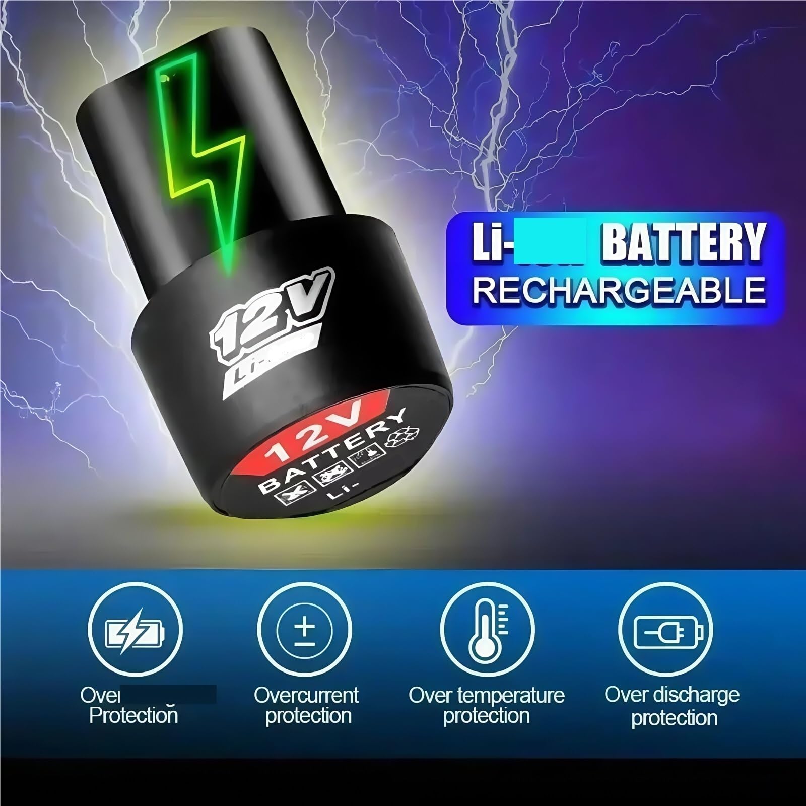 4000mAh B-type Uniwersalny akumulator litowo-jonowy 12V Kompatybilny z elektrycznym wkrętakiem, elektryczną wiertarką, szlifierką kątową, elektronarzędziami(B-type 1pc-2.0Ah)