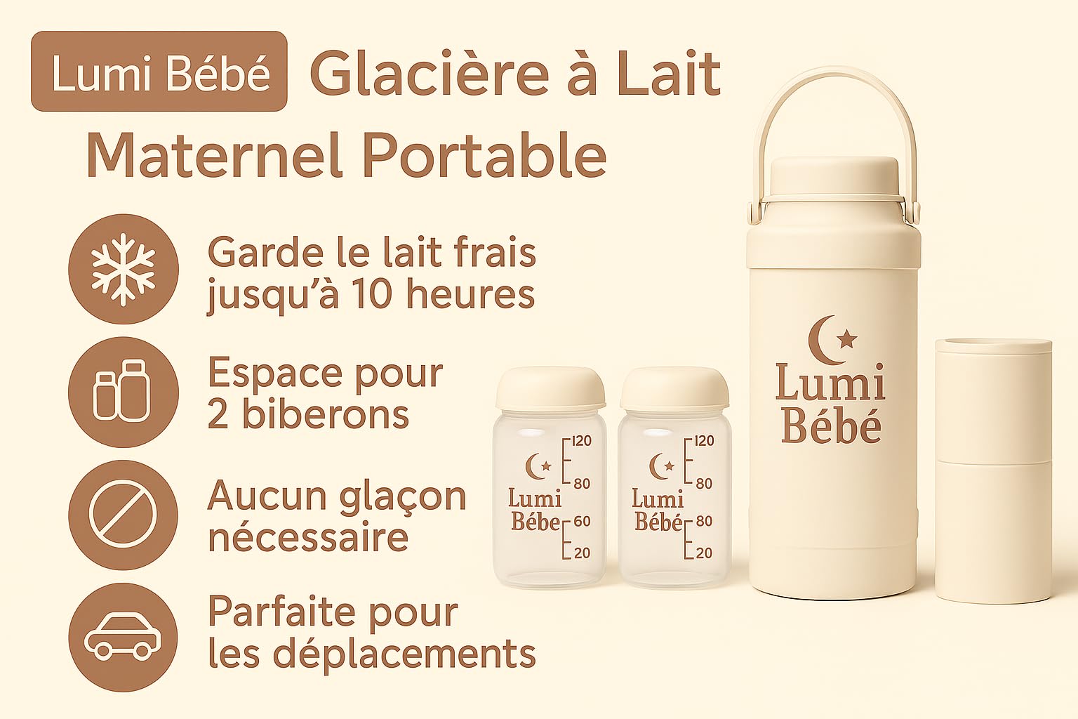 Glacière pour Lait Maternel | Sac Isotherme Portable pour Biberons – Compact, Étanche et Élégant