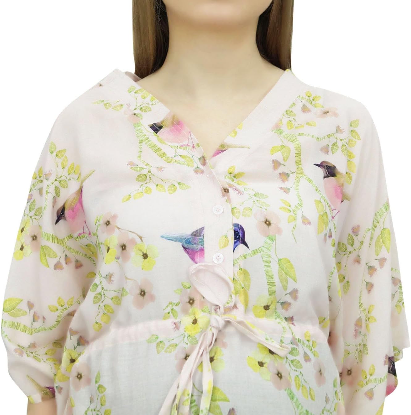 Bimba Moms Printed Maternity Kaftan with Drawstring Waist Maxi Dress