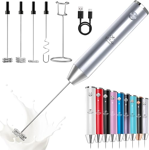 Miniatura 239 de Zulay - Potente espumador de leche con 4 pilas Duracell incluidas, manual, potente espumador de leche para capuchino, frappé, matcha y crema de