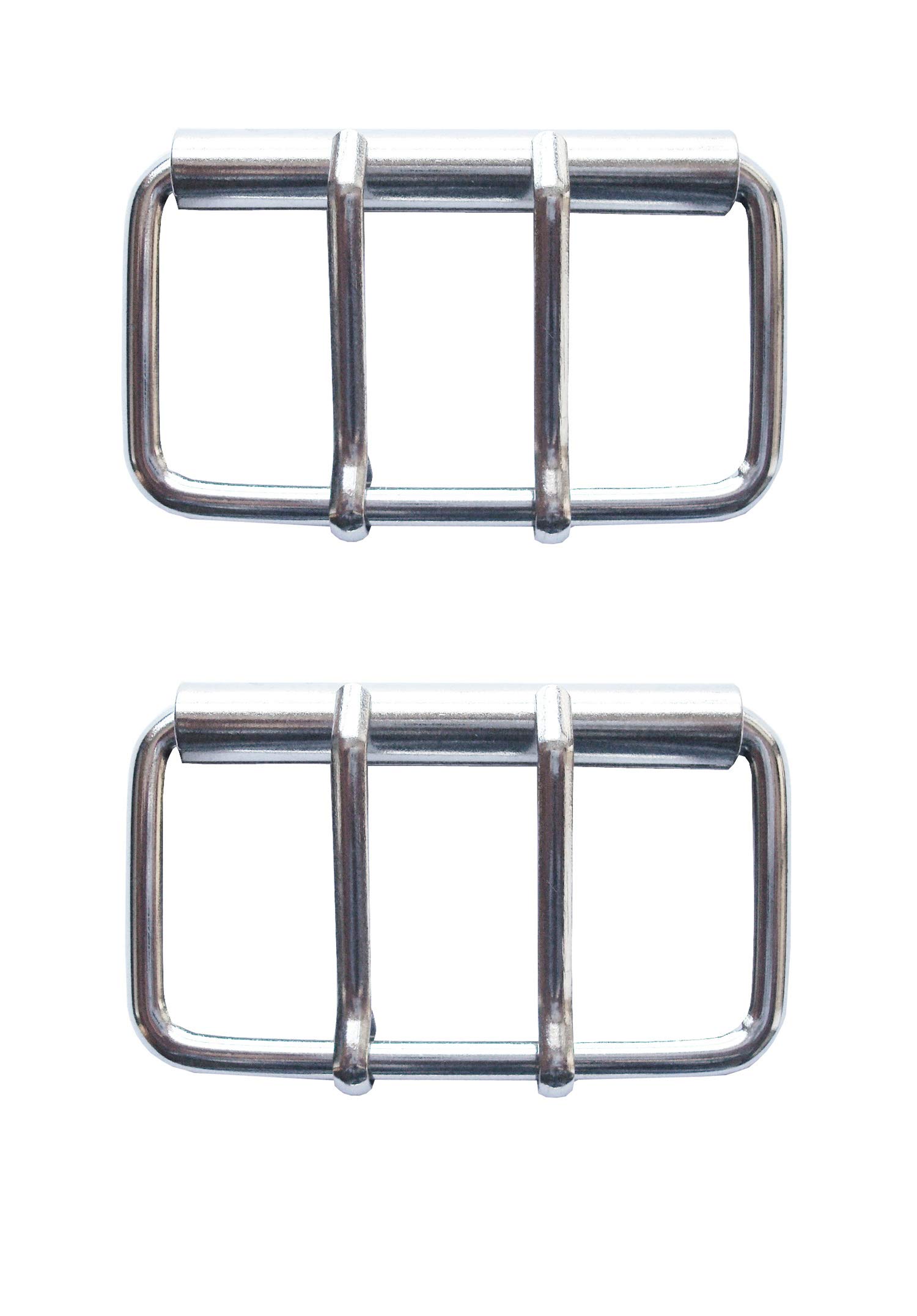 DanulandBig Sliver Metal Ring Double Pins Roller Belt Buckle for Leathercraft Hardware Bags Shoes Handmade DIY Accessories,Pack of 2 pcs