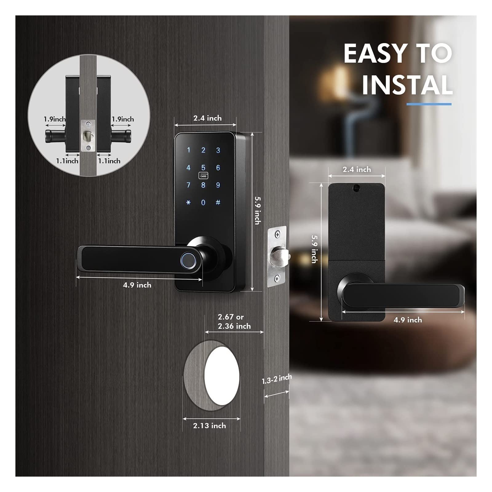 Ttlock App Keyless Entry Tastiera Impronta digitale Biometrico Passcode Codice Digital Smart Maniglia Serratura Telecomando