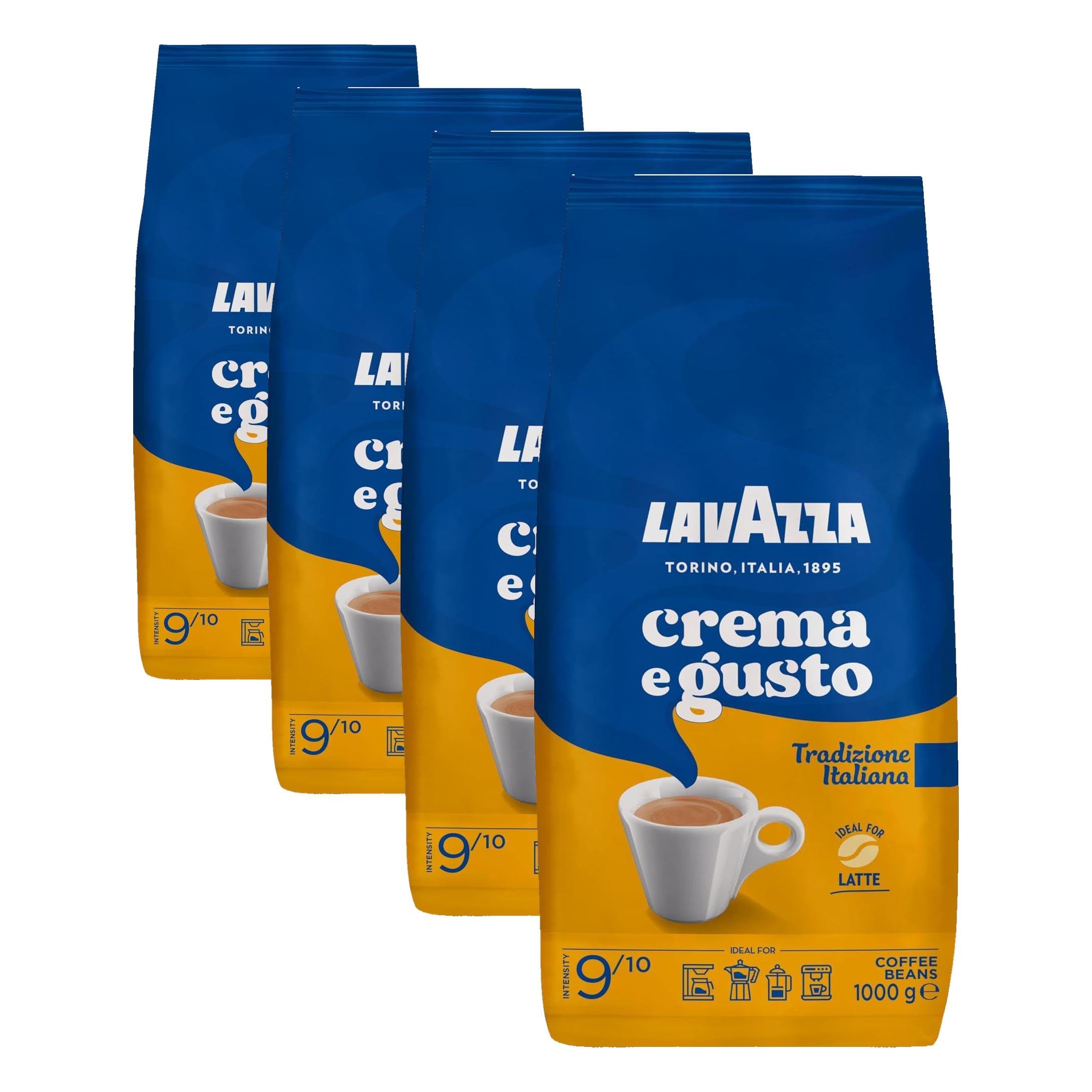 Lavazza Kaffeebohnen - Crème Et Goût Traditionnels - 1er Pack (1 x 1 kg) (Lot de 4)