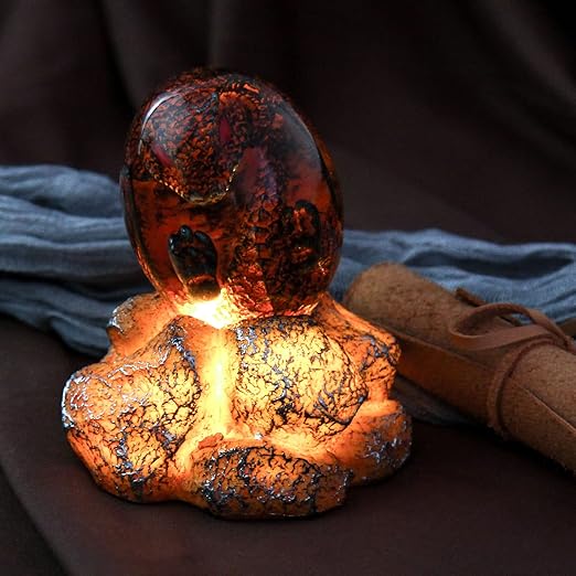 Lava Dragon Egg with Luminous Base, Transparent Crystal